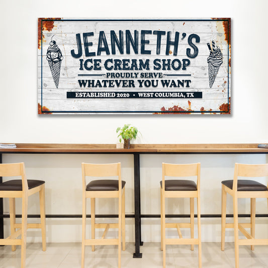 Personalized Ice Cream Shop Canvas Sign