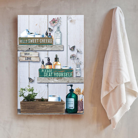 Seat Yourself Bathroom Canvas Sign