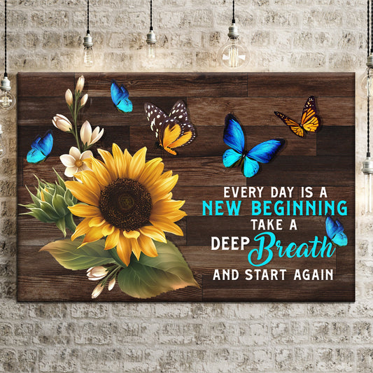 New Beginning Sunflower canvas shown in a styled room setting, view 2