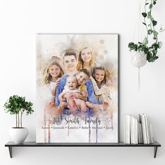 Watercolor Family Portrait Canvas Sign