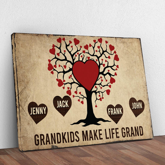 Grandkids Make Life Grand Family Canvas Sign