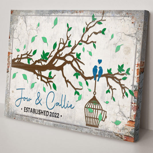 Love Birds Couple Canvas Sign