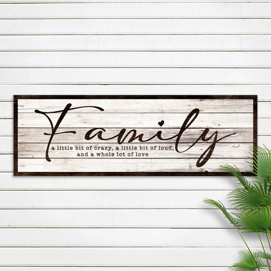 Family A Little Bit of Crazy canvas shown in a styled room setting, view 2