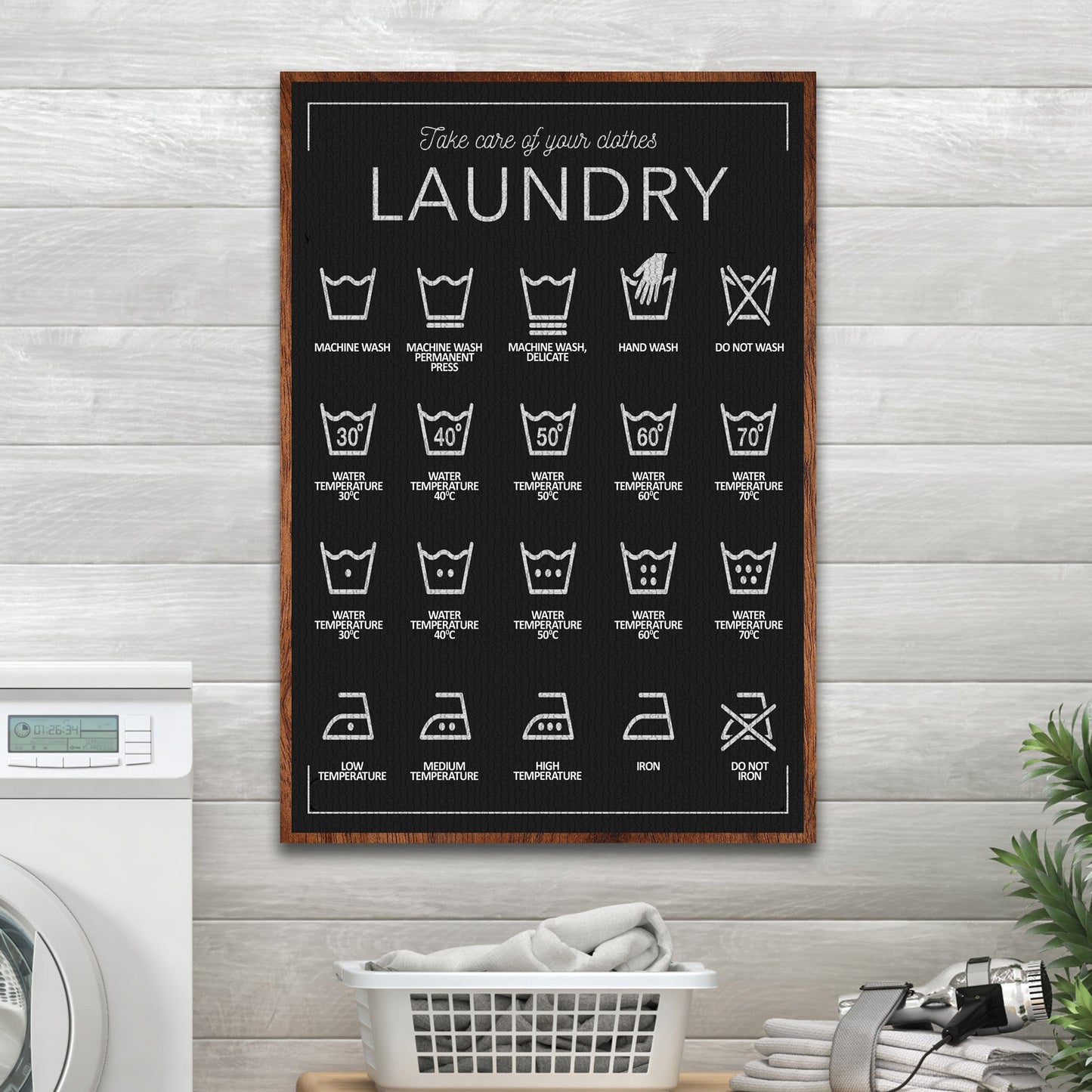 Laundry Symbols Personalized Canvas Sign II