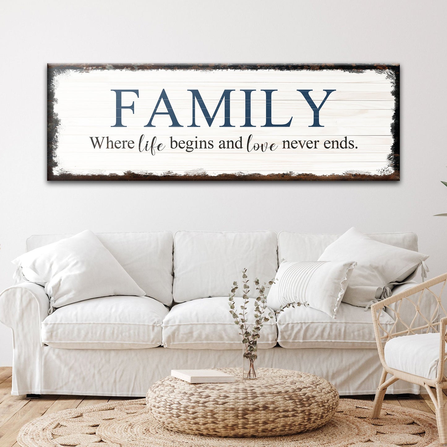 8 Powerful Words Family Canvas Sign II