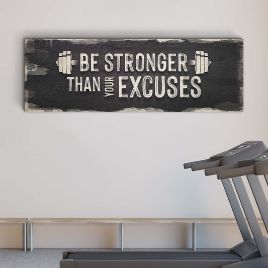 Be Stronger Than Your Excuses Dumbbell canvas shown in a styled room setting, view 2