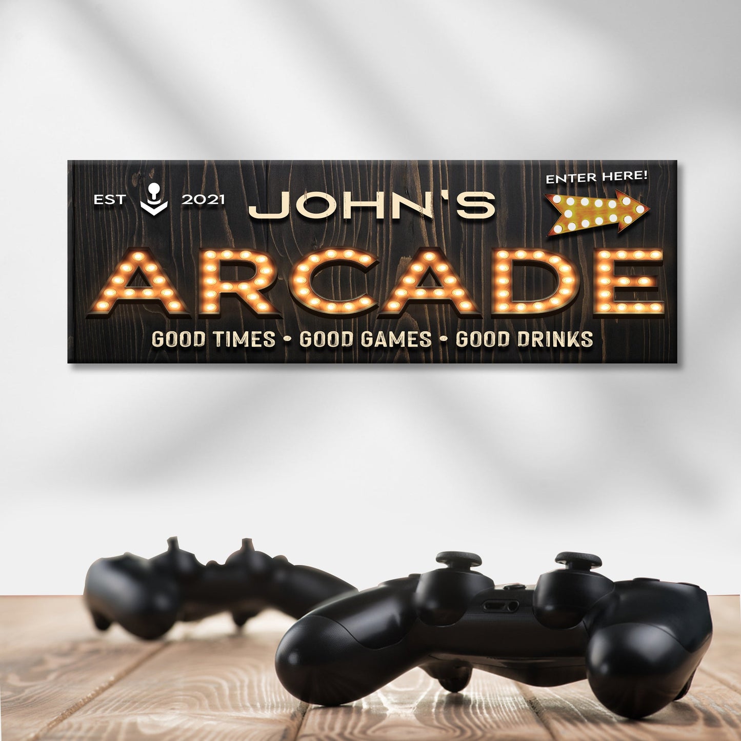 Arcade Enter Here Personalized Canvas Sign
