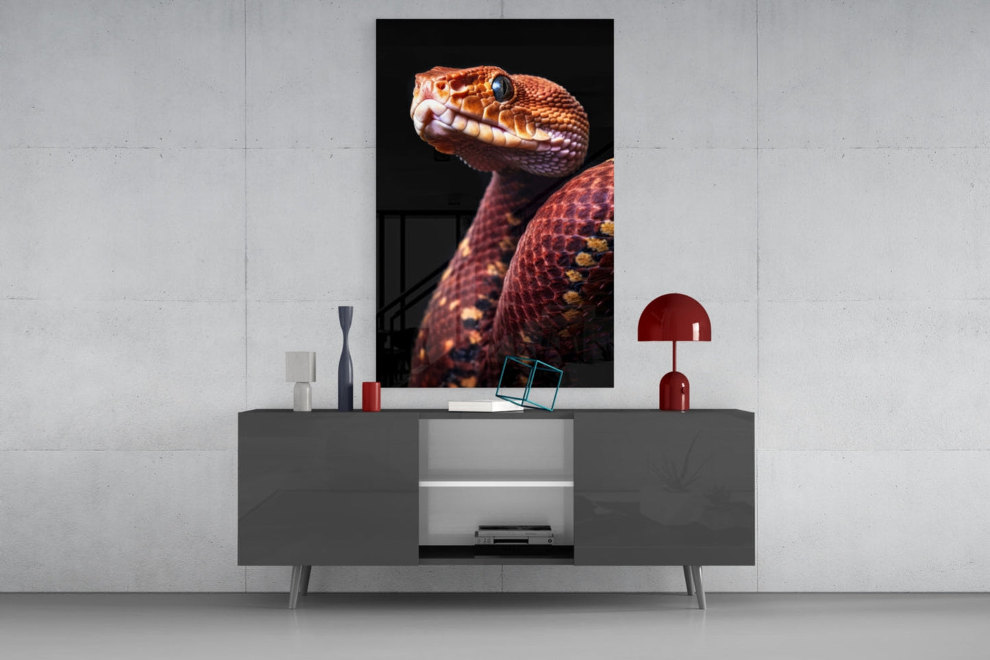 Red Stare Viper Glass Wall Art