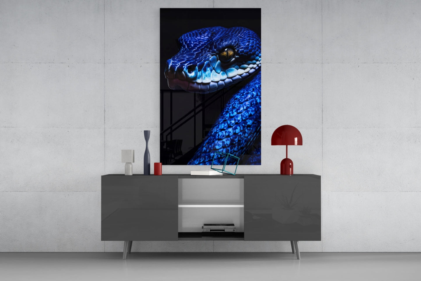 Blue Viper Glass Wall Art
