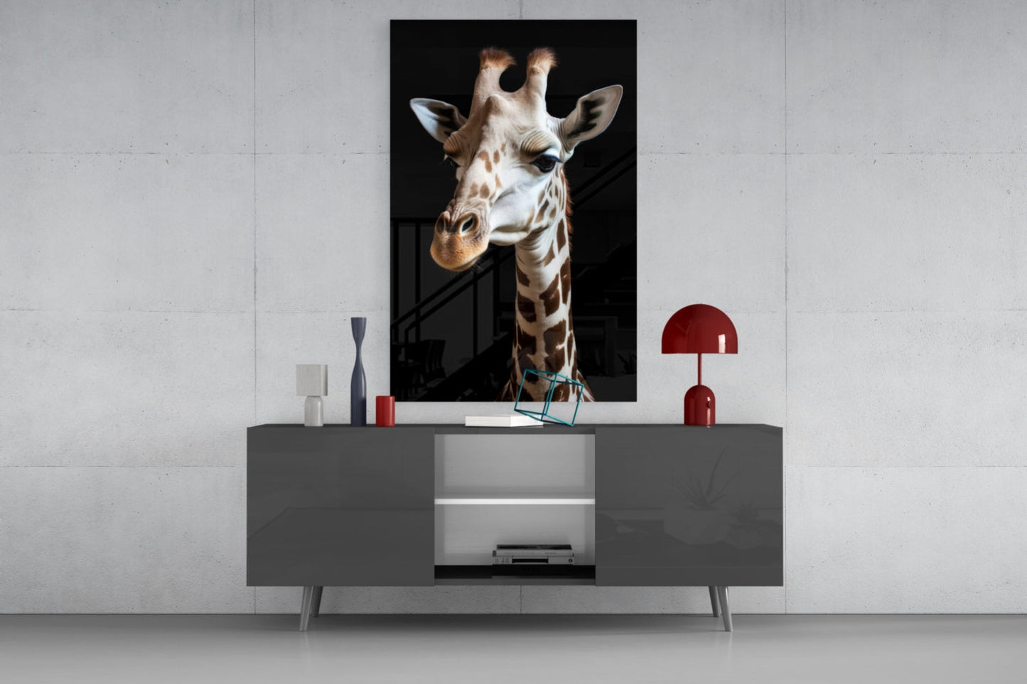Light Colored Giraffe Portrait Glass Wall Art