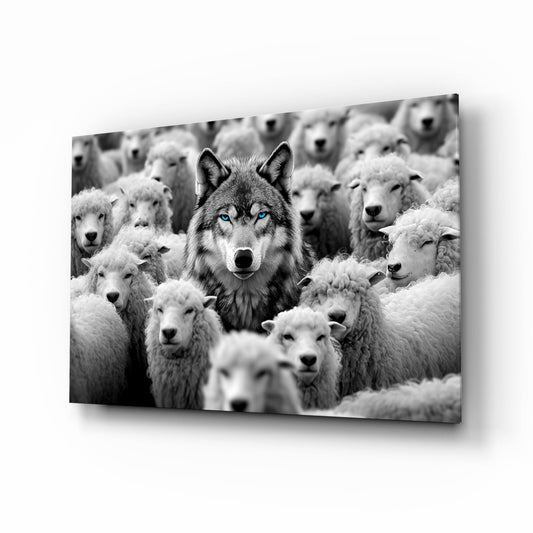 Wolf in Sheep's Clothing Glass Wall Art
