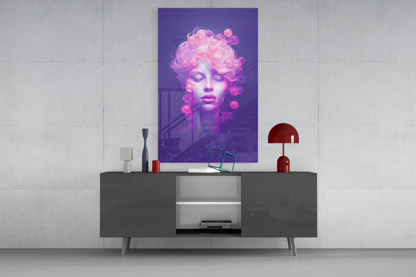 Pink Bubbles Glass Wall Art