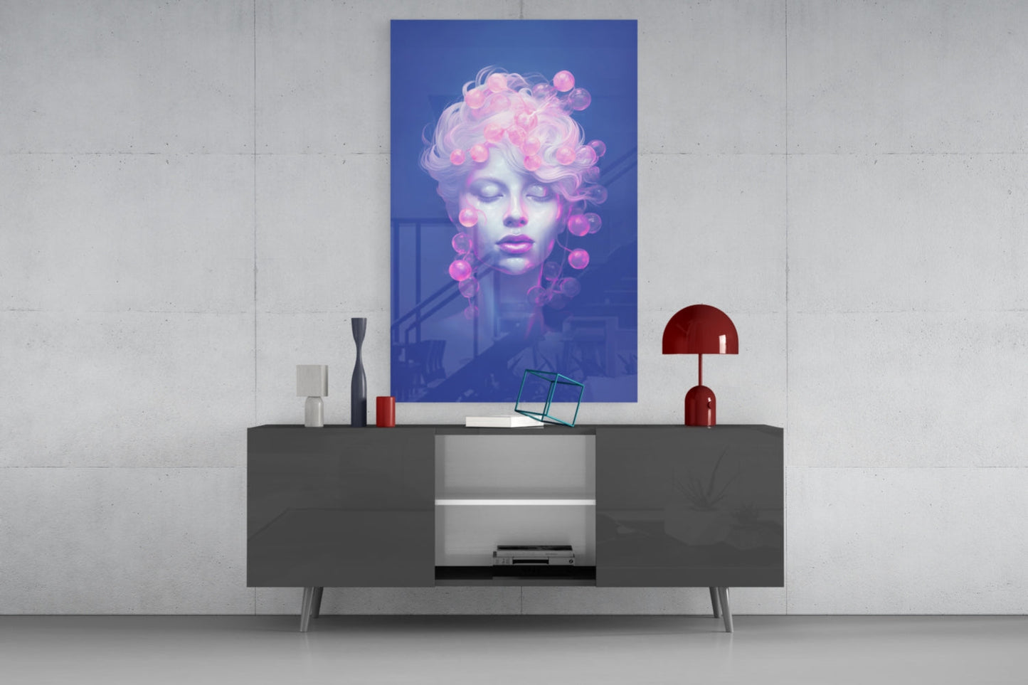 Pink Bubbles Glass Wall Art