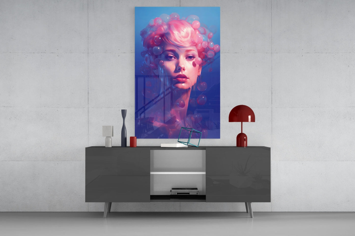 Pink Bubbles Glass Wall Art