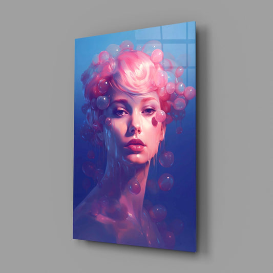 Pink Bubbles Glass Wall Art