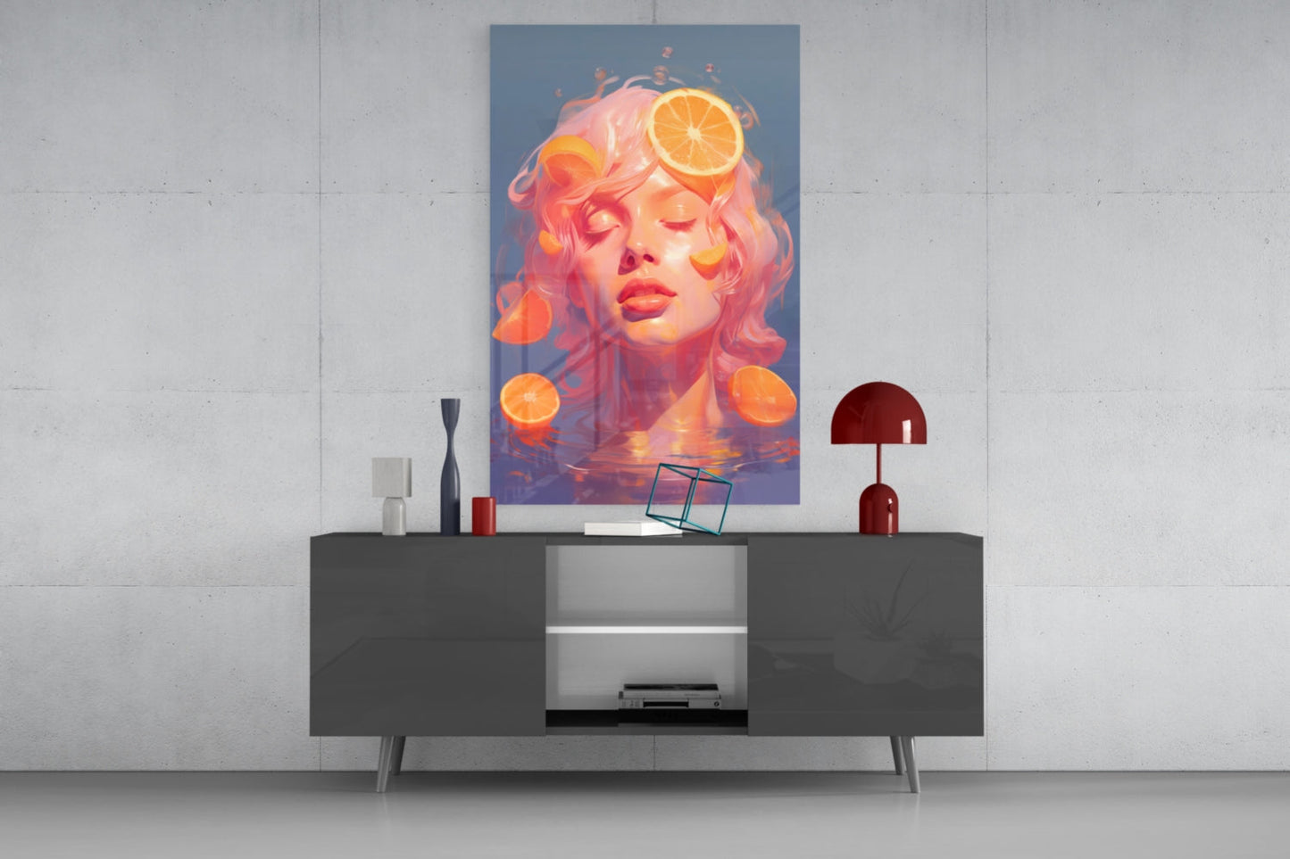 Orange Bubbles Glass Wall Art