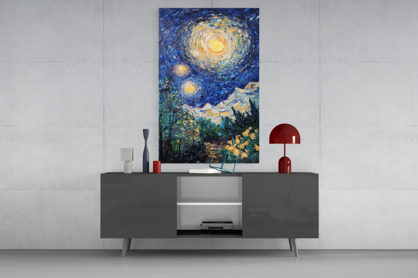 Starry Night Glass Wall Art