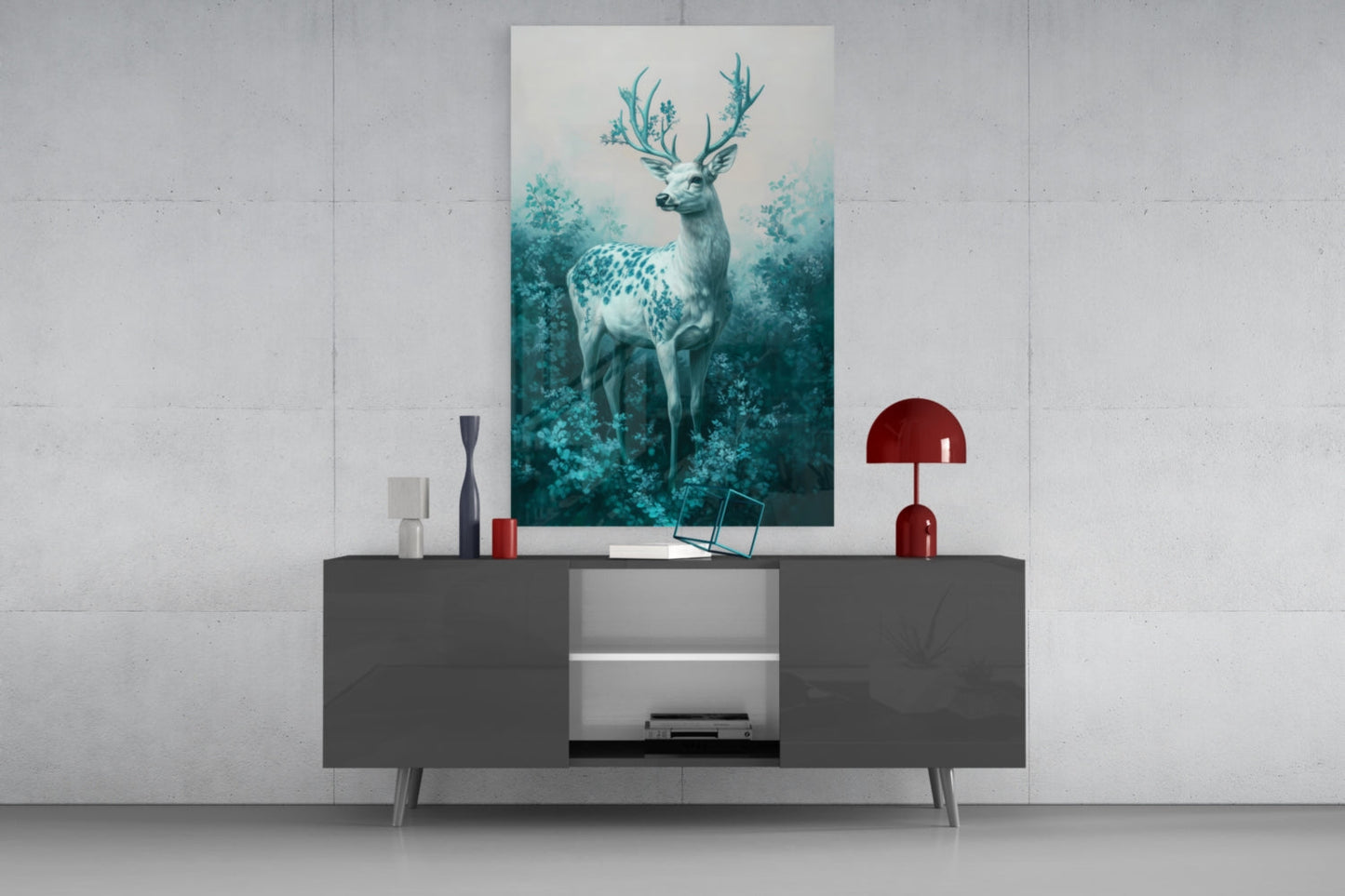 Mint Deer Glass Wall Art