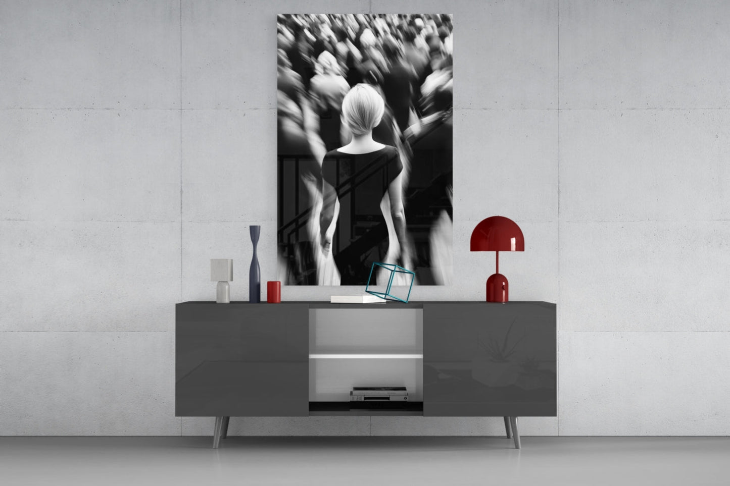 Loneliness in a Crowd Glass Wall Art