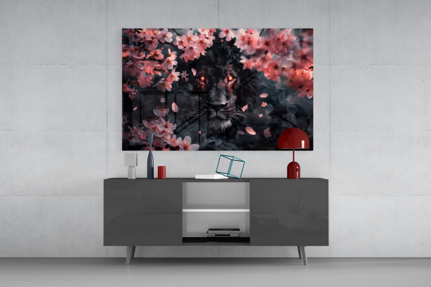 Lion of the Night Glass Wall Art