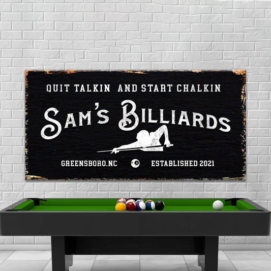 Billiards Room Canvas Wall Art Sign
