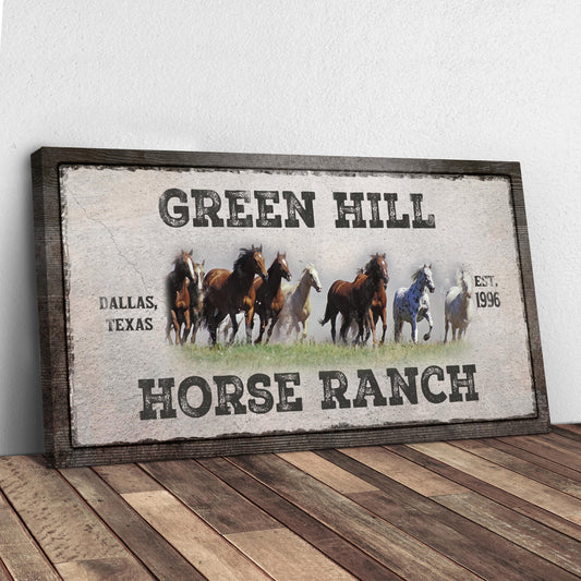 Family Horse Ranch Personalized Canvas Sign V
