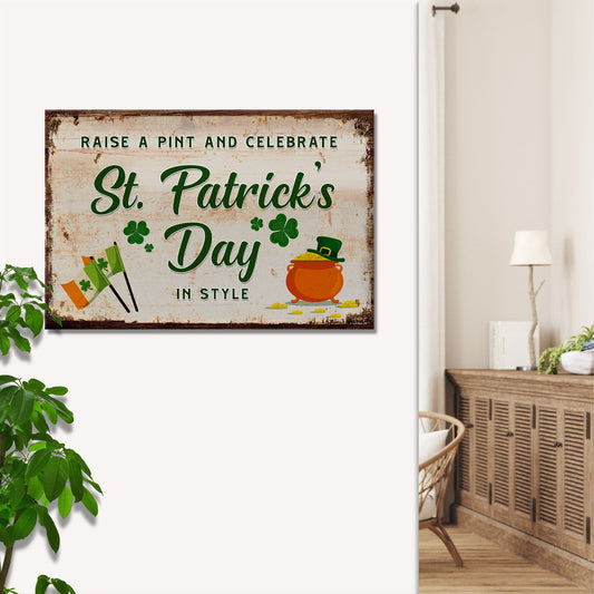 Raise a Pint St. Patricks Day Canvas Wall Art