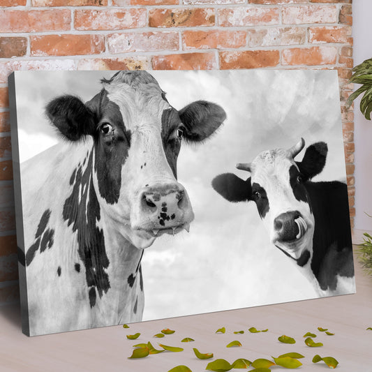 Holstein Cows Monochrome Canvas Wall Art