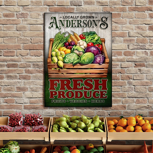 Locally Grown Fresh Produce Canvas Sign