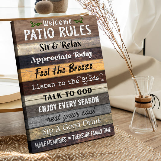 Patio Rules Personalized Canvas Sign III