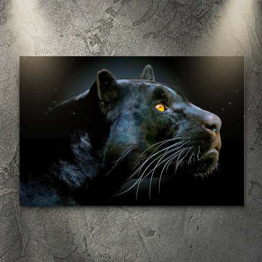 Black Panther Profile canvas hung on a wall, close view, view 2
