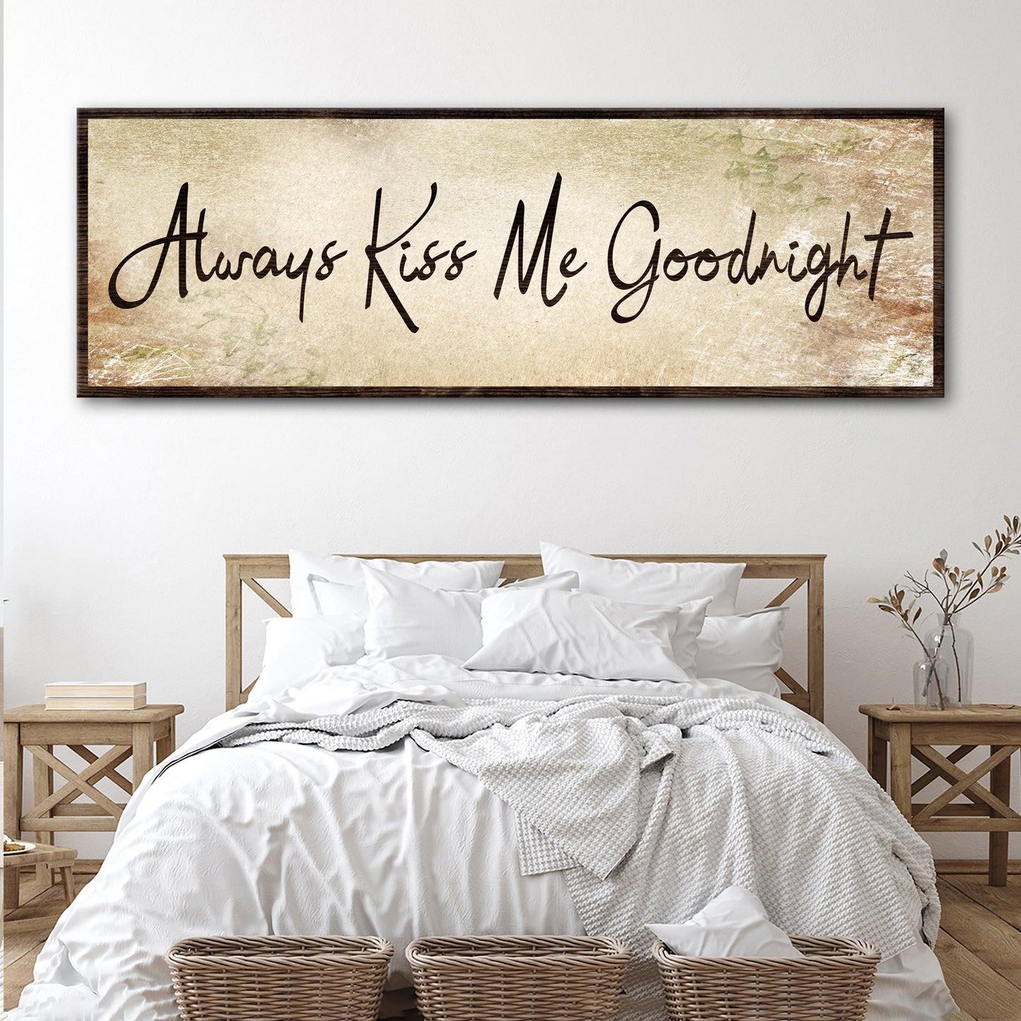 Always Kiss Me Goodnight Couple Canvas Sign IV
