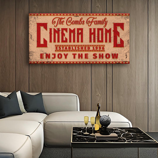 Enjoy the Show Family Cinema Home Canvas Sign