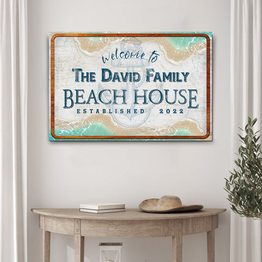Welcome To Family Beach House Canvas Sign II