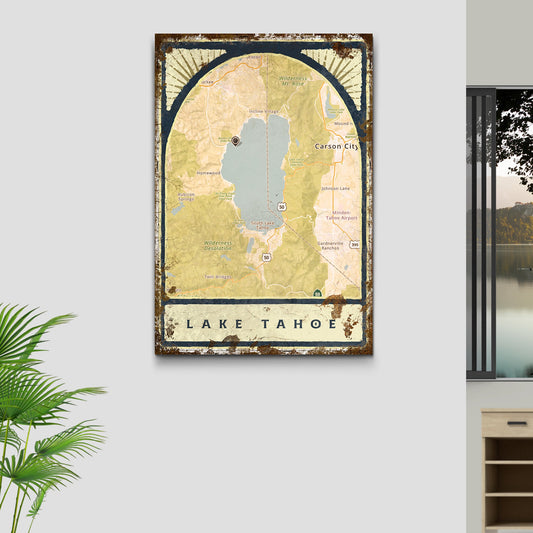 Personalized Lake Map Canvas Sign