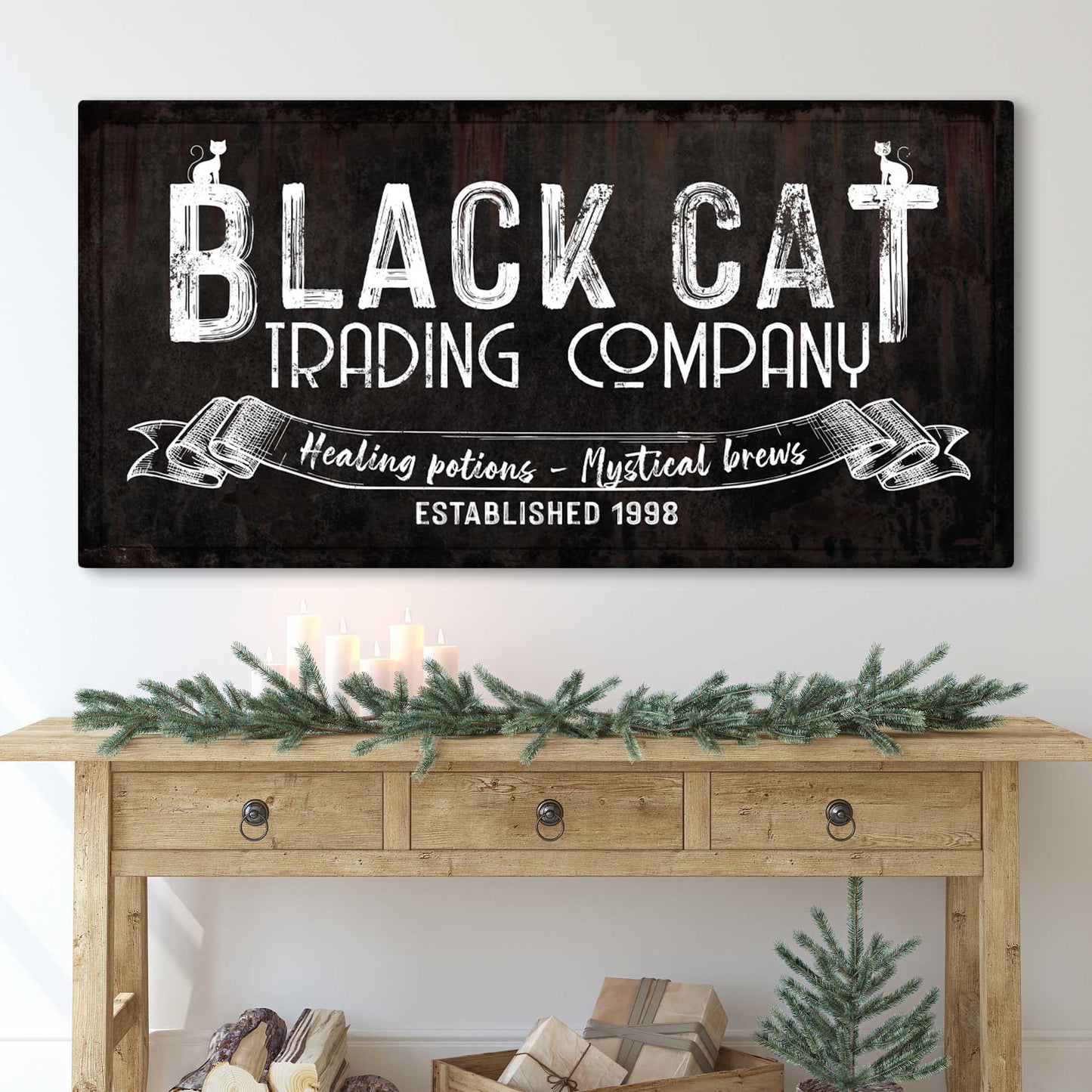 Black Cat Trading Company Canvas Sign