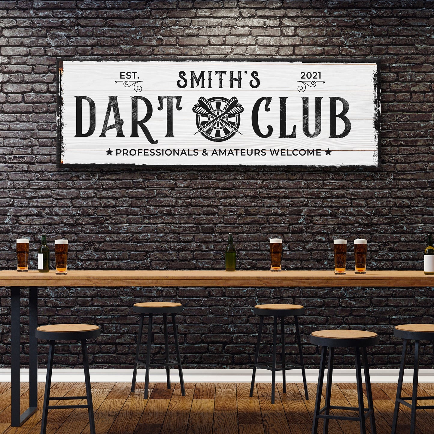 Personalized Dart Club Canvas Sign II