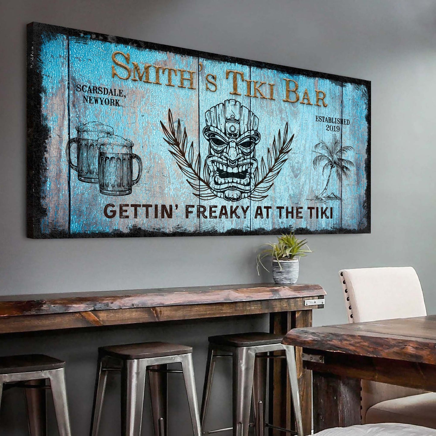 Personalized Tiki Bar Canvas Sign II