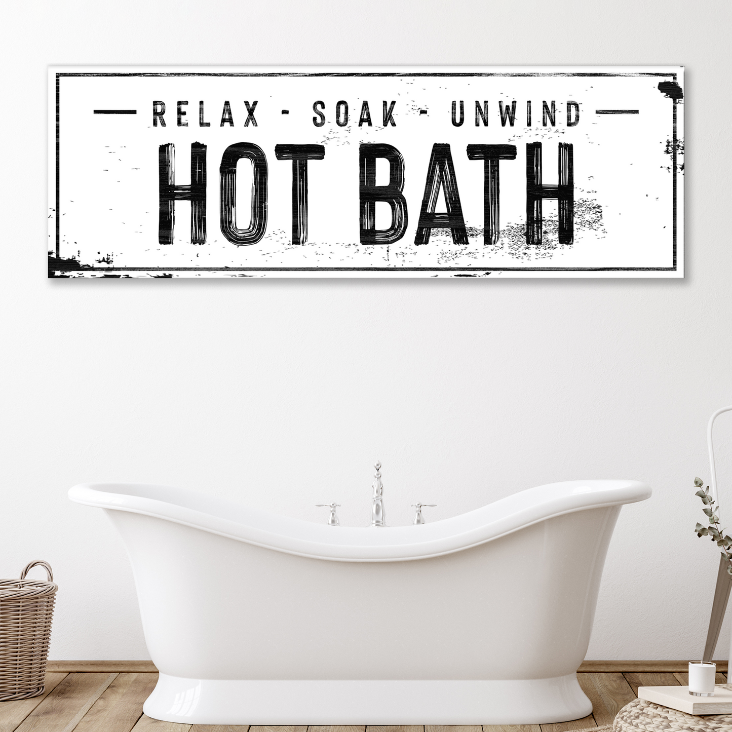 Hot Bath Bathroom Canvas Sign