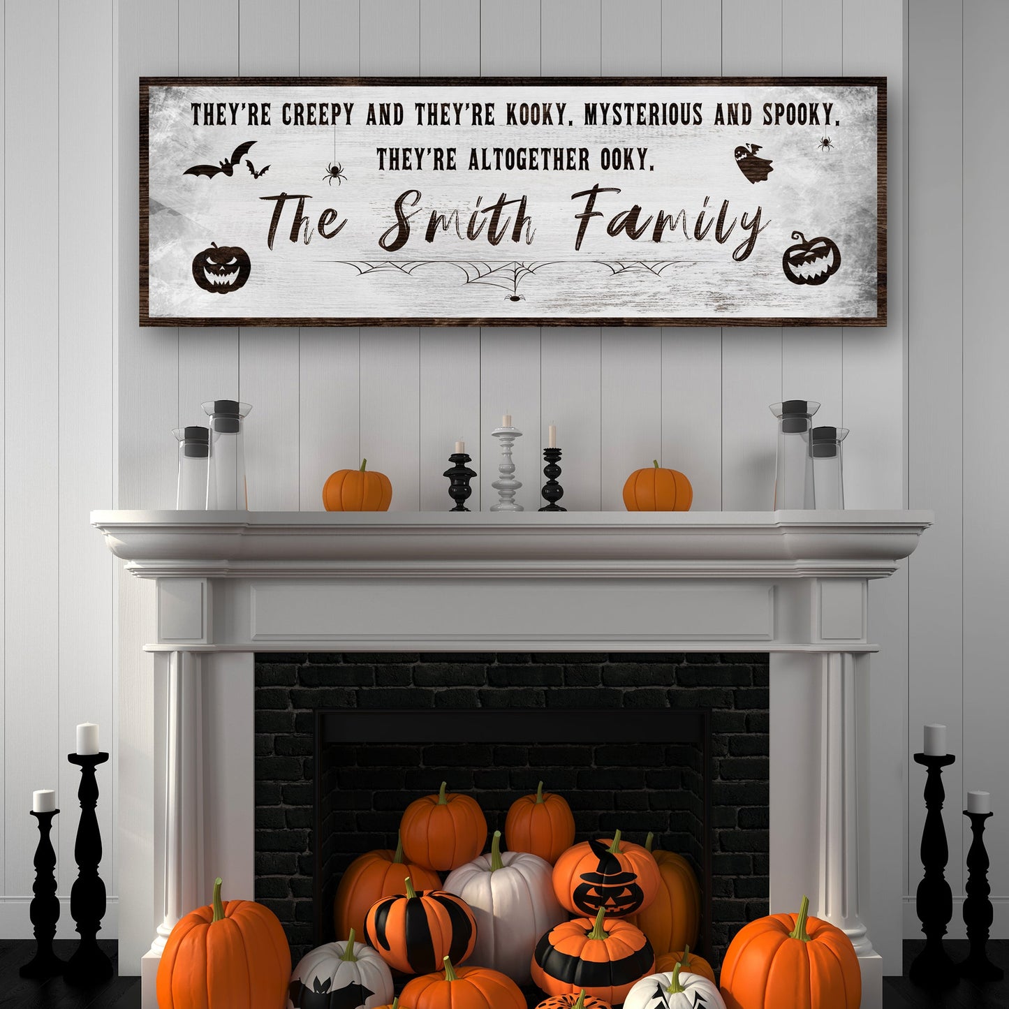 Creepy Family Halloween Canvas Sign