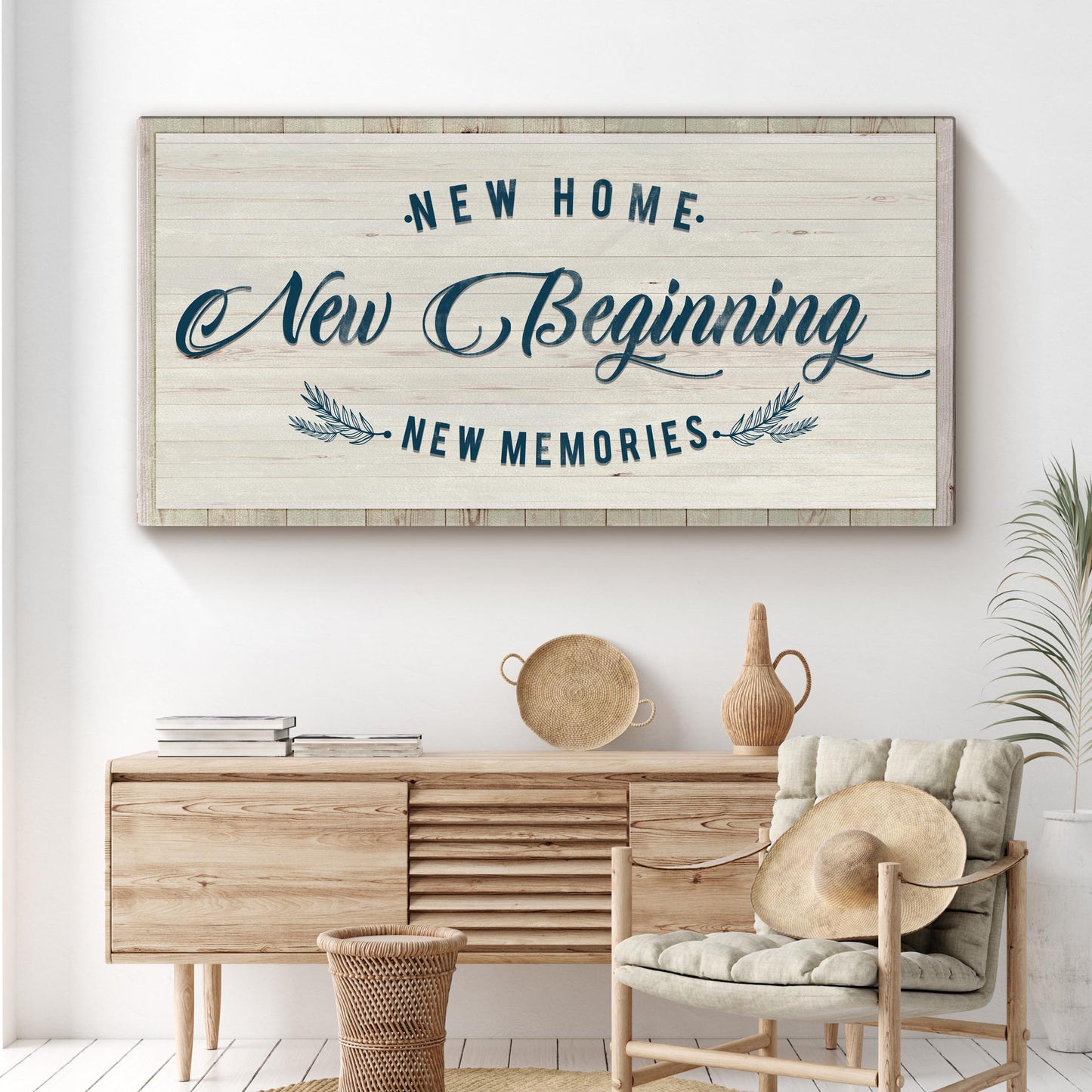 New Home New Beginning Canvas Sign