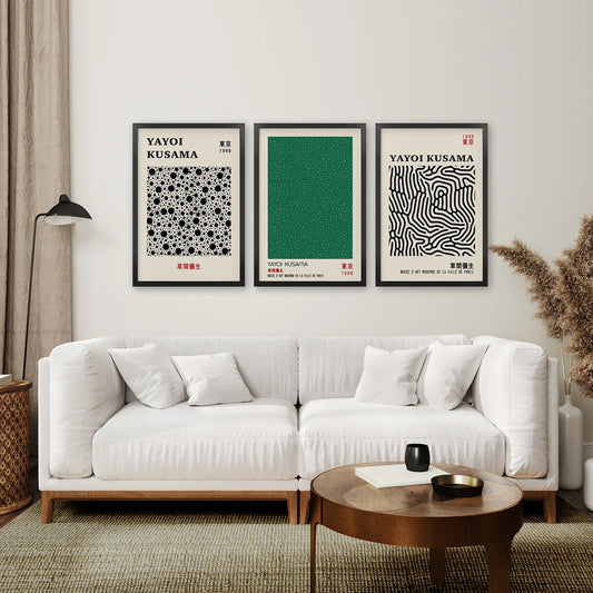 Sage Green Japanese Abstract Wall Art Set of 3, Modern Prints