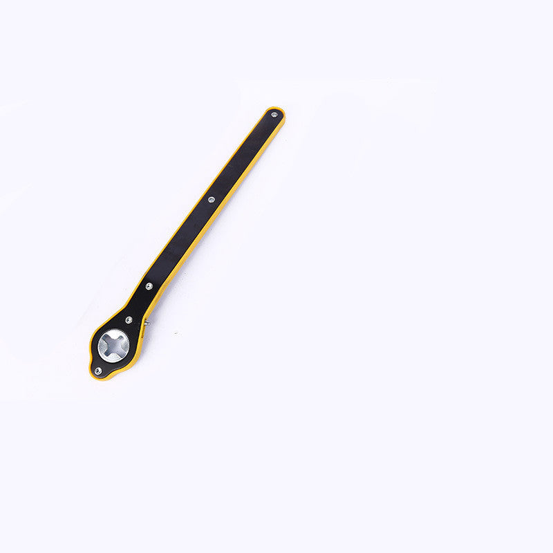 Black and yellow tool on a white background