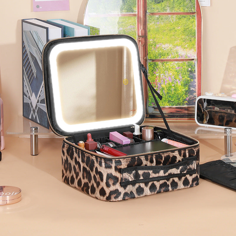 Makeup Organizer Bag with Light-Up Mirror – Travel-Ready Beauty Station with Adjustable Dividers & LED Lighting