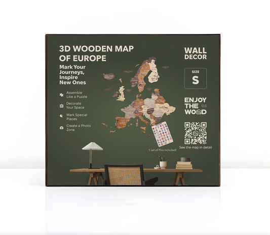 3D Wooden Europe Map Wall Art - Multicolor
