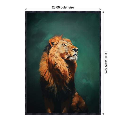 Turquoise Jade Lion Framed Canvas Wall Art