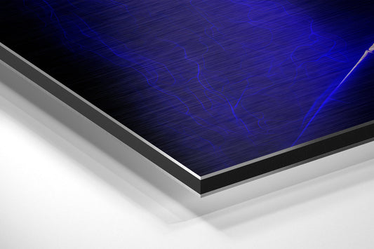 Electric Blue Fighter Face Metal Wall Art