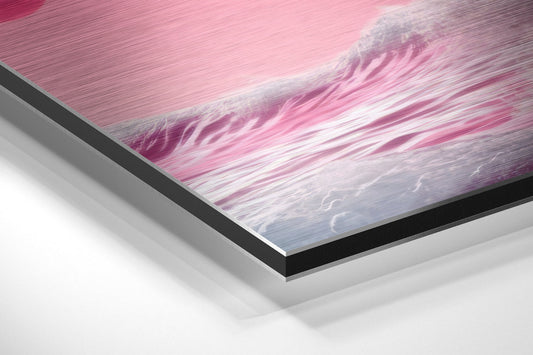 Surf in Pink Planet Brushed Aluminum Wall Art