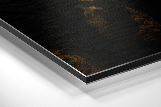Brocade Tiger With White Rose Metal Wall Art