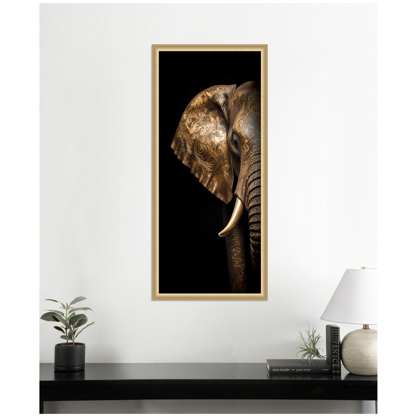 Midnight Mandala Zen Peaceful Elephant by The Creative Bunch Studio Framed Wall Art Print